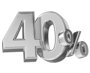 Leinwandbilder - Number 40 Percent Silver 3D render