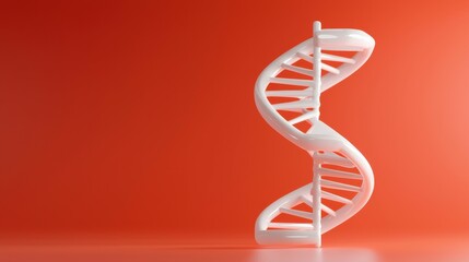 Poster - Stylized white DNA helix sculpture on a vibrant orange background.