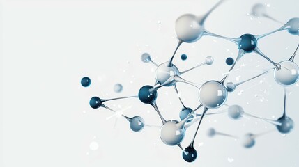 Poster - Abstract molecular structure in blue and white tones, showcasing scientific concepts.