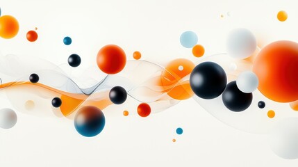 Poster - Abstract design featuring colorful floating spheres on a light background.