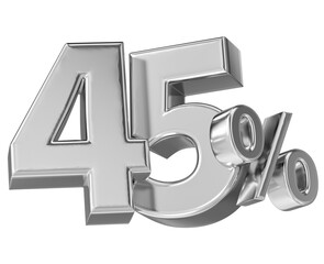 Leinwandbilder - Number 45 Percent Silver 3D render