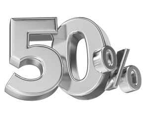Leinwandbilder - Number 50 Percent Silver 3D render