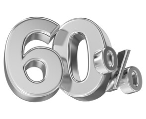 Leinwandbilder - Number 60 Percent Silver 3D render