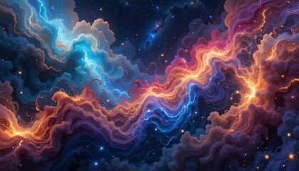 Wall Mural - Abstract celestial expanse of swirling nebulae.