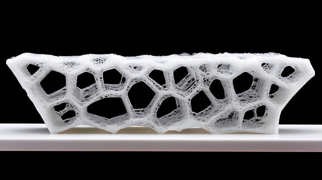 3D Printed Organic Structure with White Lattice Design.