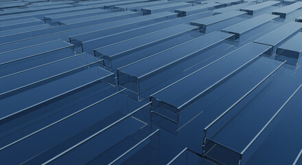 Modern solar panel array under clear blue sky