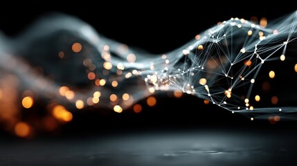 Fototapete - futuristic abstract mesh wave with the connection of dots and lines 3d rendering.stock photo