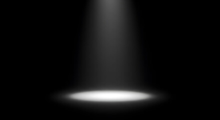 Poster - Dramatic Spotlight Shining Down on a Stage with a Dark Black Background for Theatrical Performance