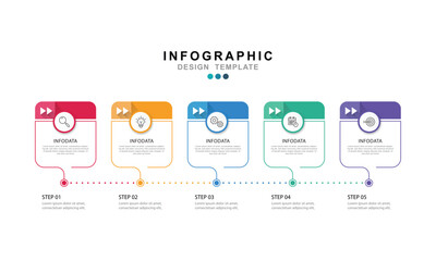 Fototapete - Vector Infographic label design template with icons and 5 options or steps. for your business data. Vector Illustration.