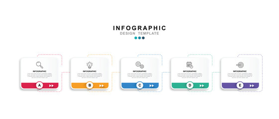 Fototapete - Vector Infographic label design template with icons and 5 options or steps. for your business data. Vector Illustration.