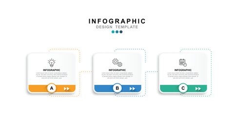 Fototapete - Vector Infographic label design template with icons and 3 options or steps.