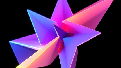 Poster - Abstract 3D neon starburst with vibrant pink, purple, and blue hues