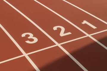 Poster - Running Track Numbered Lanes Ready for Athletes at a Sports Facility Generative AI