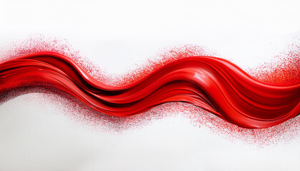 Poster - Abstract red wave with blurred particles on a white background