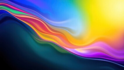 Poster - Abstract vibrant wave of color, flowing from dark teal to bright yellow