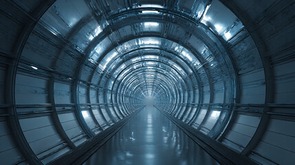 Poster - Futuristic tunnel background metal architecture abstract design sci fi corridor wallpaper hd illustration