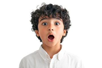 Poster - Surprised young boy with mouth open isolated on white background