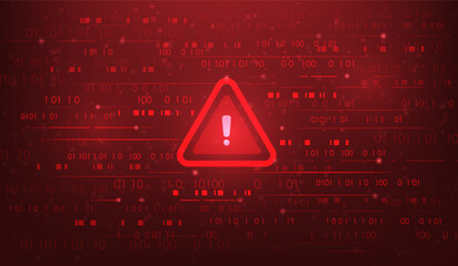 warned virus malware attack in cyber security technology red dark background. hacker cyber security internet online. vector illustration hi tech background.