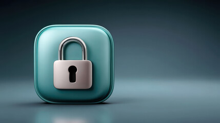 Poster - Cybersecurity concept with secure padlock icon symbolizes protection privacy and data safety in digital environment
