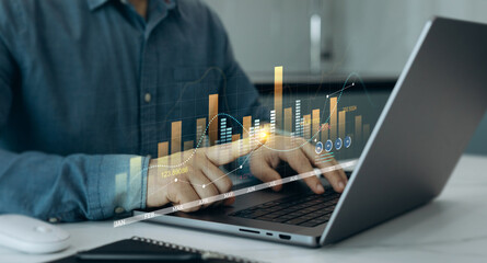 Leinwandbilder - Analysis finance grow graph and market investment. Financial business plan,earnings,sale and strategy.	