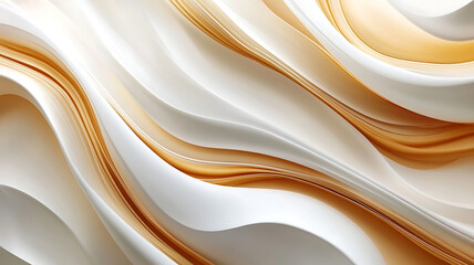 Poster - Abstract cream and gold smooth waves elegant decorative background creamy undulating surface delicate texture creamy tones