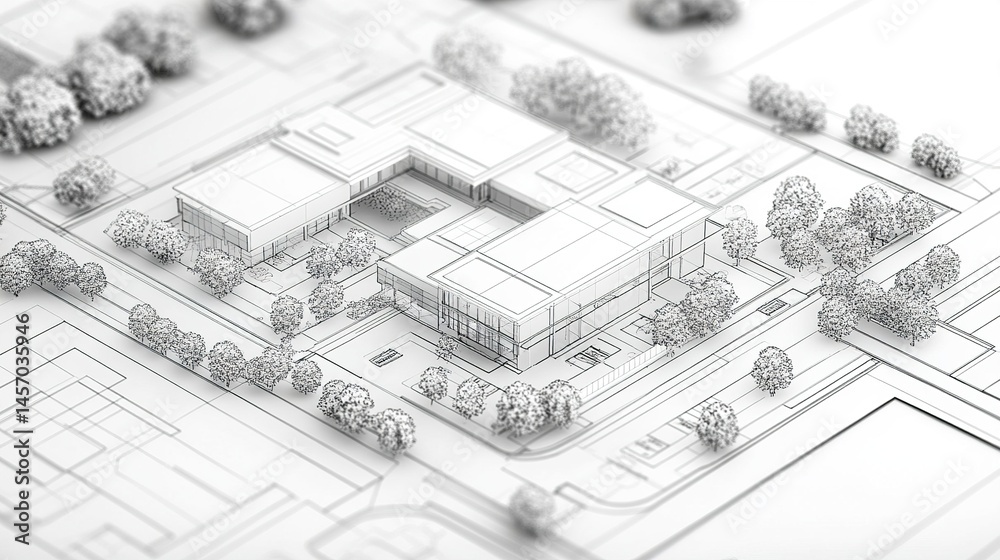 Layouts Structure Design Architectural plan of commercial building showcasing modern design ...