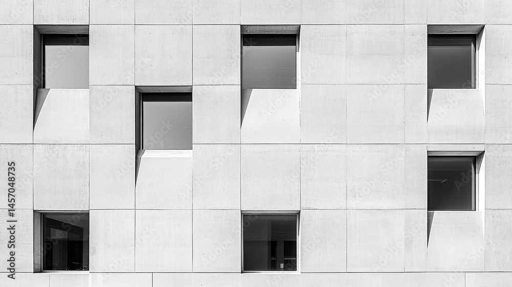 Closed windows aligned on a large office building facade reflective ...