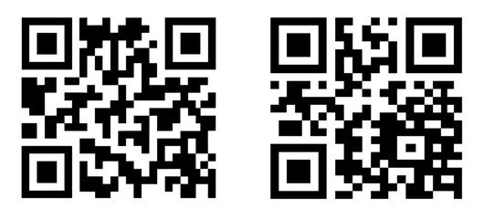 set of two bold black qr code icons for scanning