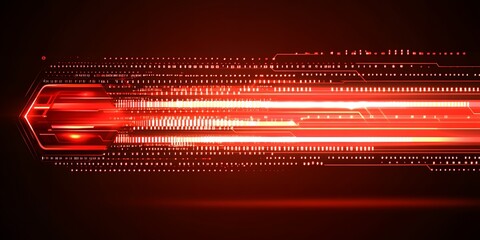 Poster - Abstract Red Technology Background Digital Data Stream Futuristic Design glowing lines and binary code Perfect for tech presentations or websites needing a modern feel
