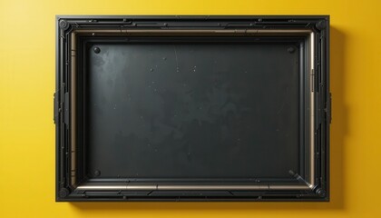 Wall Mural - abstract dark frame against yellow background
