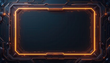Wall Mural - abstract orange glowing frame technological design