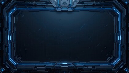 Wall Mural - futuristic blue neon frame technological background design