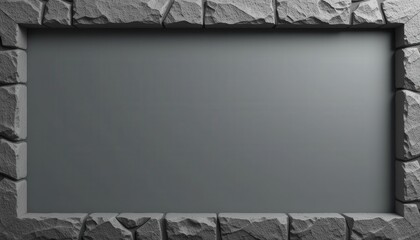 Wall Mural - grey background stone frame rectangular design
