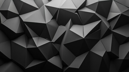 Aufkleber - Black Geometric Surface Composed of Various Triangular Faceted Shapes