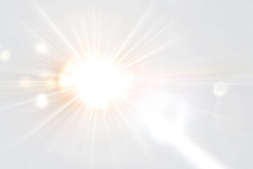bright sunlight burst with lens flare effects and rays of light on a white and transparent backgroun