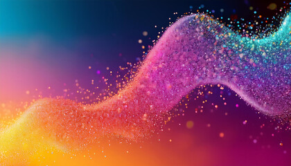 Poster - Abstract flowing wave with gradient colors and sparkling particles