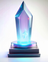 Poster - Glowing crystal on a pedestal illustration with modern design.