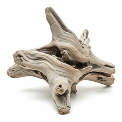 Poster - A piece of driftwood with multiple branches and a light color on a white background in studio light