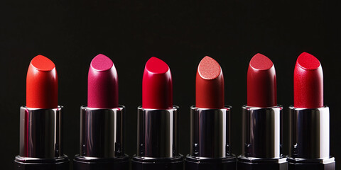 Poster - Various shades of lipstick displayed for beauty lovers Generative AI