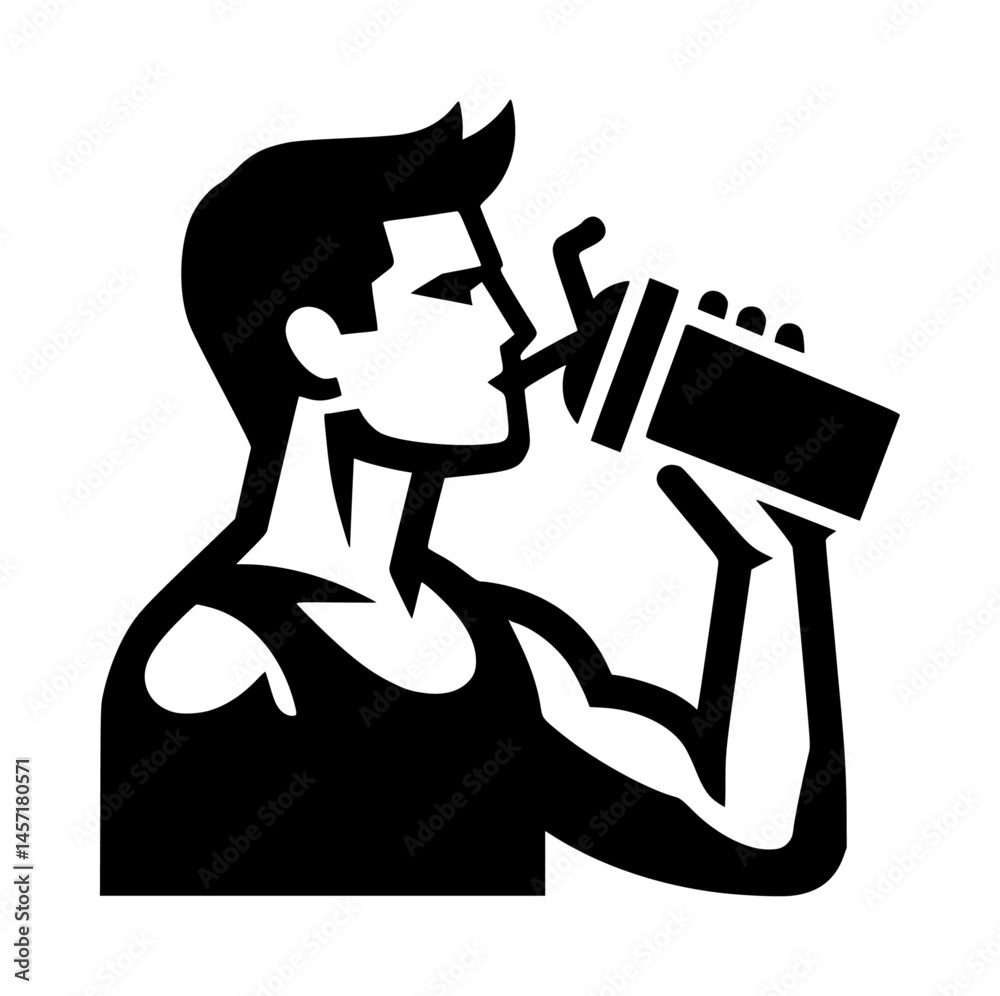 Man Drinking Water from Shaker Icon Logo Stock Vector | Adobe Stock, image size:1000x996