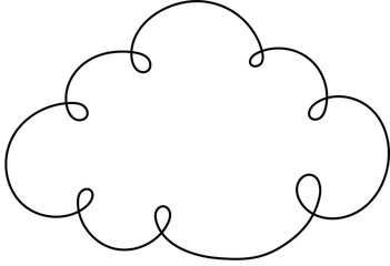 Poster - Stylized white cloud illustration on a dark background. Cartoonish representation with a black outline and swirling details.