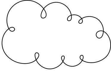 Poster - A fluffy cloud is outlined in black on a dark background, its edges gently curling into delicate swirls, evoking a sense of calm.