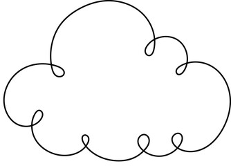 Poster - A fluffy white cloud with a whimsical, doodle-style black outline creates a simple yet eye-catching graphic element on a black background.