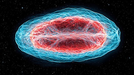 Wall Mural - Vibrant Cosmic Nebula with Red and Blue Energy Waves in Deep Space Background