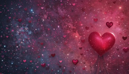 Wall Mural - Cosmic Heartscape A Galaxy Of Love And Hearts