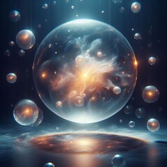 Wall Mural - Floating Orb – Translucent glowing orb drifting gently illumin