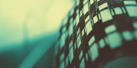 Poster - Abstract Teal and Black Grid Pattern Close Up PhotographyTexture Background Design ElementModern Geometric Wallpaper Image