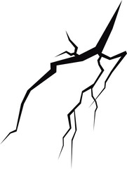 Poster - A graphic pattern showcases a series of cracks on a dark background, resembling fissures or fractures. The image evokes damage or imperfection.