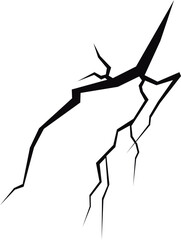 Poster - Cracked Surface: Abstract lines simulating a deep fissure or fracture in a dark, stark setting. A symbol of damage or fragility.
