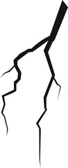 Poster - Stylized black and grey image of a jagged and spreading lightning bolt crack against a stark black background, full frame graphic.